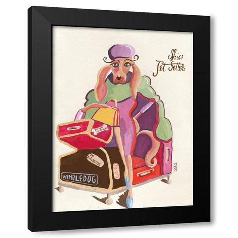 Miss Jet Setter Black Modern Wood Framed Art Print with Double Matting by Marshall, Lucy