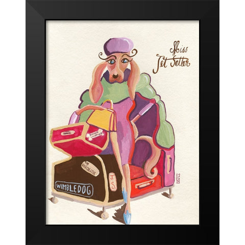 Miss Jet Setter Black Modern Wood Framed Art Print by Marshall, Lucy