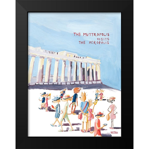 The Muttropolis Vists The Acropolis Black Modern Wood Framed Art Print by Marshall, Lucy