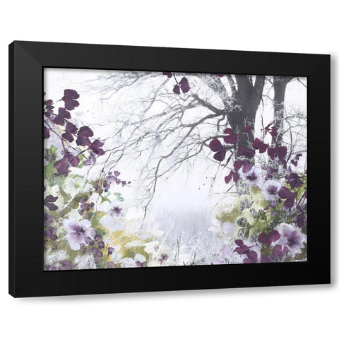 Springtime Black Modern Wood Framed Art Print by Design Fabrikken