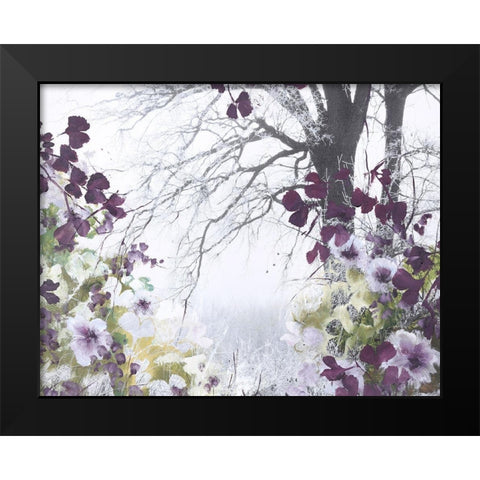 Springtime Black Modern Wood Framed Art Print by Design Fabrikken