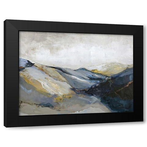 Out Line 3 Black Modern Wood Framed Art Print by Design Fabrikken