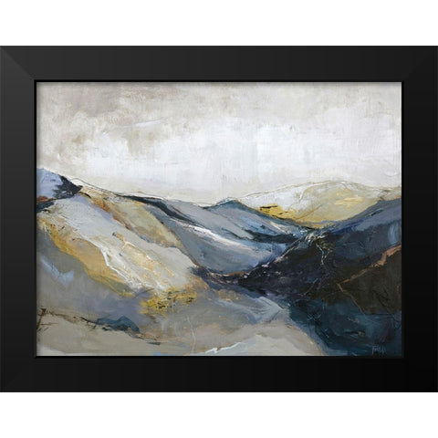 Out Line 3 Black Modern Wood Framed Art Print by Design Fabrikken