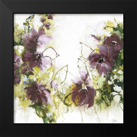 Flower Blush 1 Black Modern Wood Framed Art Print by Design Fabrikken