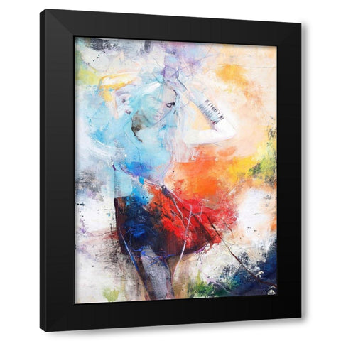 She Dances Black Modern Wood Framed Art Print by Design Fabrikken