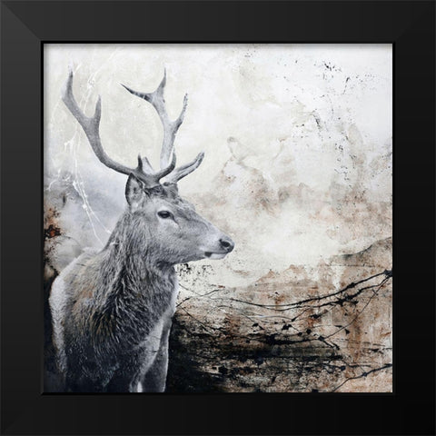 Outbreak Black Modern Wood Framed Art Print by Design Fabrikken