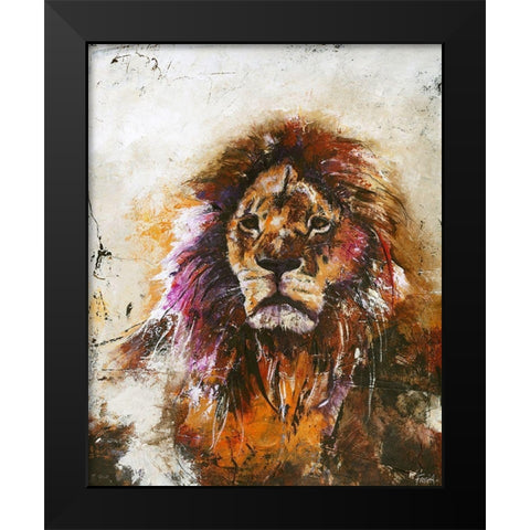 Tiger Vision Black Modern Wood Framed Art Print by Design Fabrikken