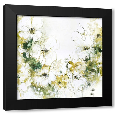 Flower Blush 3 Black Modern Wood Framed Art Print by Design Fabrikken