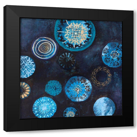 Indigo Black Modern Wood Framed Art Print by Design Fabrikken