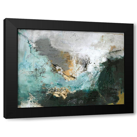 Arctic Green Black Modern Wood Framed Art Print by Design Fabrikken