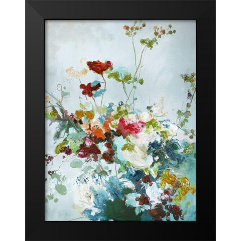 Abstract Floral 1 Black Modern Wood Framed Art Print by Design Fabrikken