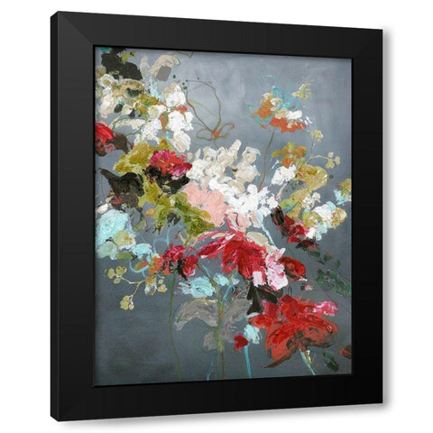 Abstract Floral 2 Black Modern Wood Framed Art Print by Design Fabrikken