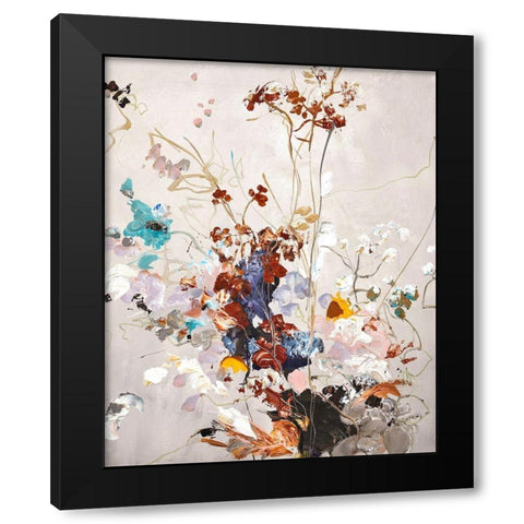 Fall Floral Black Modern Wood Framed Art Print by Design Fabrikken