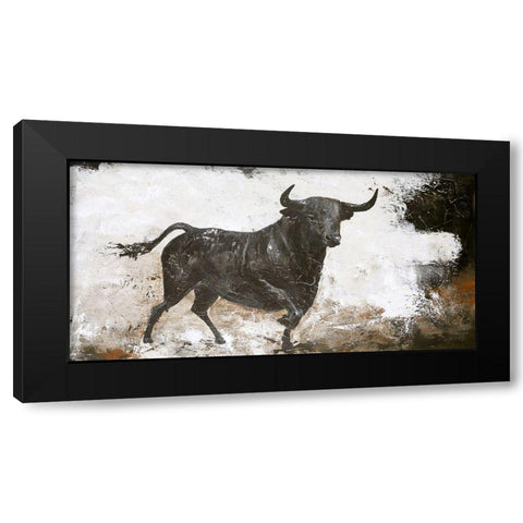Black Bull Black Modern Wood Framed Art Print with Double Matting by Design Fabrikken