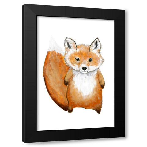 Little Fox Black Modern Wood Framed Art Print by Design Fabrikken