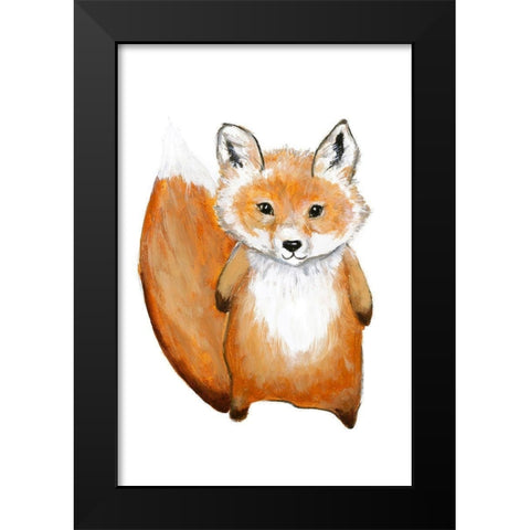 Little Fox Black Modern Wood Framed Art Print by Design Fabrikken