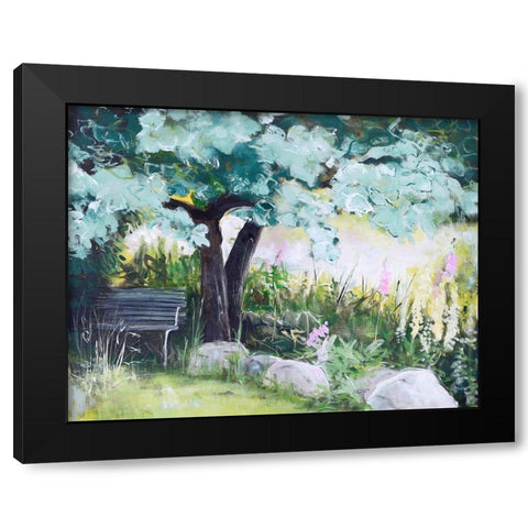 Spring Field Black Modern Wood Framed Art Print by Design Fabrikken