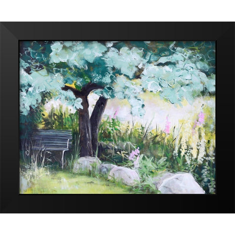 Spring Field Black Modern Wood Framed Art Print by Design Fabrikken