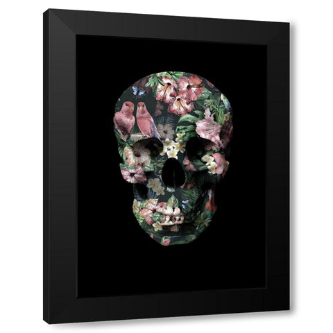 Tropic Skull Black Modern Wood Framed Art Print with Double Matting by Design Fabrikken
