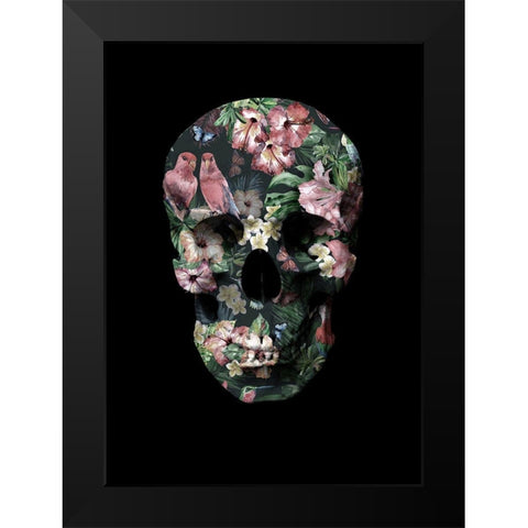 Tropic Skull Black Modern Wood Framed Art Print by Design Fabrikken