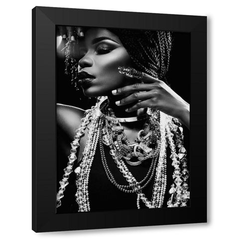 Glitter Black Modern Wood Framed Art Print by Design Fabrikken