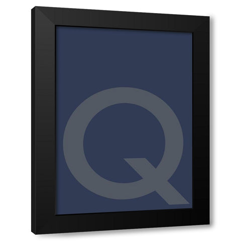 Q Black Modern Wood Framed Art Print by Design Fabrikken