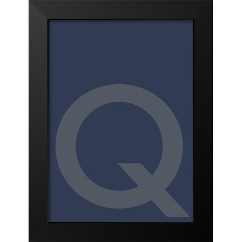 Q Black Modern Wood Framed Art Print by Design Fabrikken