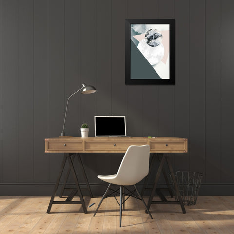 Geologica Black Modern Wood Framed Art Print by Design Fabrikken