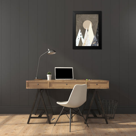 Peaks Black Modern Wood Framed Art Print by Design Fabrikken