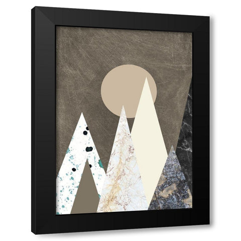 Peaks Black Modern Wood Framed Art Print by Design Fabrikken