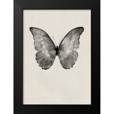 Black Butterfly on Tan Black Modern Wood Framed Art Print by Design Fabrikken