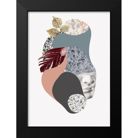 Terazzo Amoebe 2 Black Modern Wood Framed Art Print by Design Fabrikken