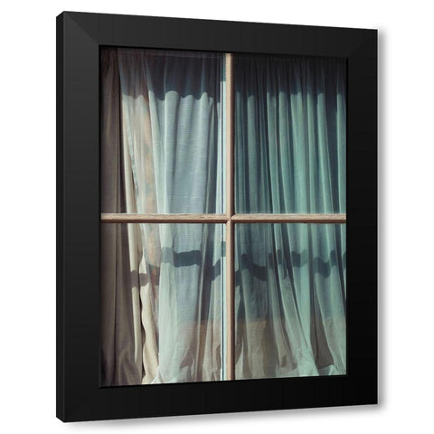 Curtain Black Modern Wood Framed Art Print with Double Matting by Design Fabrikken