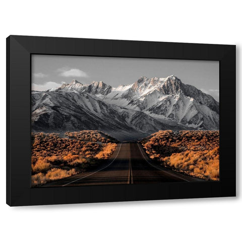 The Road 1 Black Modern Wood Framed Art Print by Design Fabrikken