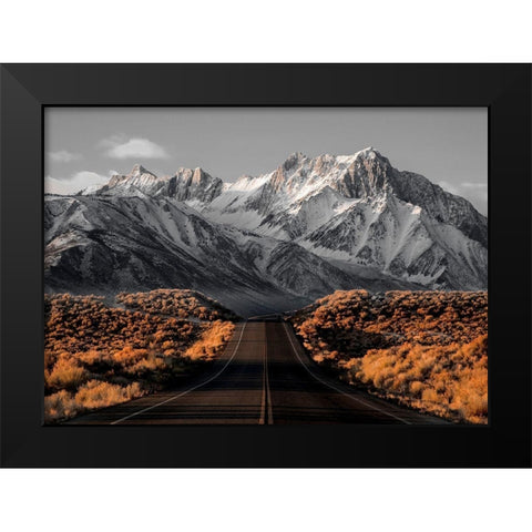 The Road 1 Black Modern Wood Framed Art Print by Design Fabrikken