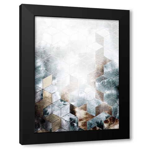 Cubes Magic Black Modern Wood Framed Art Print by Design Fabrikken
