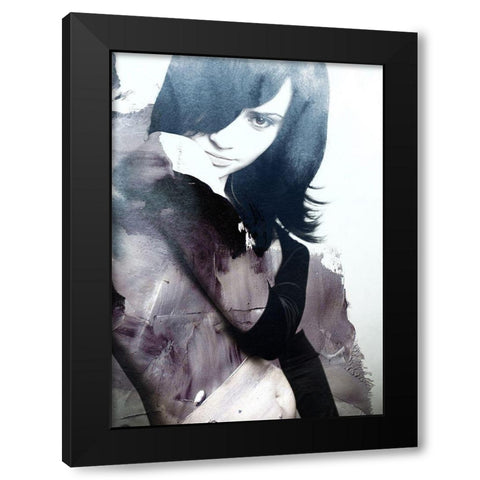 Flow Black Modern Wood Framed Art Print with Double Matting by Design Fabrikken