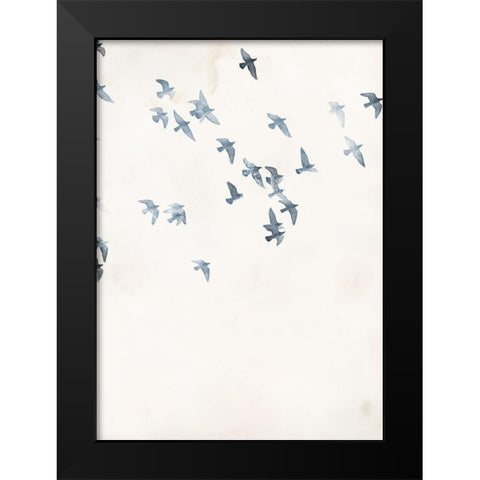 Pigeons Sky Black Modern Wood Framed Art Print by Design Fabrikken