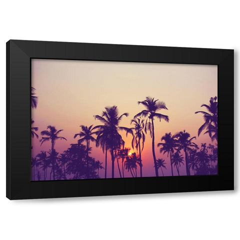 Palm Sky 1 Black Modern Wood Framed Art Print with Double Matting by Design Fabrikken
