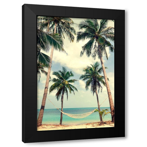 Palm Sky 3 Black Modern Wood Framed Art Print with Double Matting by Design Fabrikken