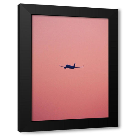 Pink Flight Black Modern Wood Framed Art Print by Design Fabrikken