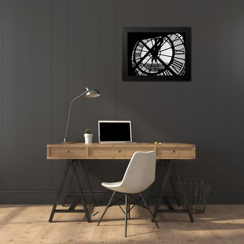 Clock Tower Black Modern Wood Framed Art Print by Design Fabrikken