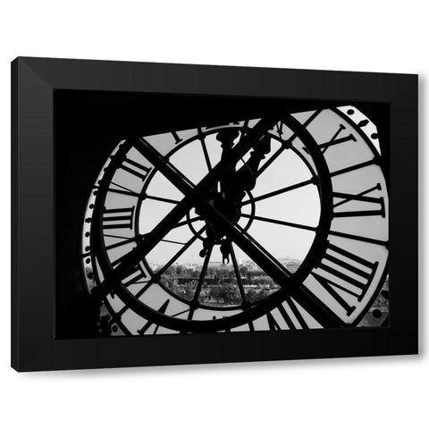 Clock Tower Black Modern Wood Framed Art Print with Double Matting by Design Fabrikken