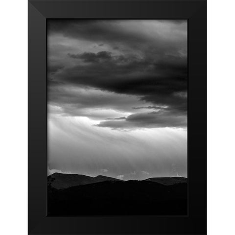 Dark Skies Black Modern Wood Framed Art Print by Design Fabrikken