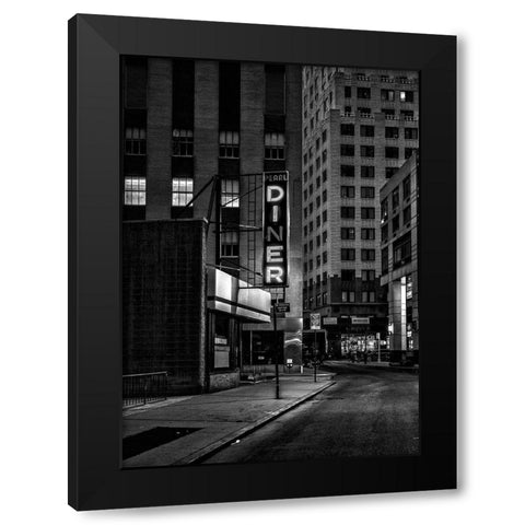 Diner Black Modern Wood Framed Art Print with Double Matting by Design Fabrikken