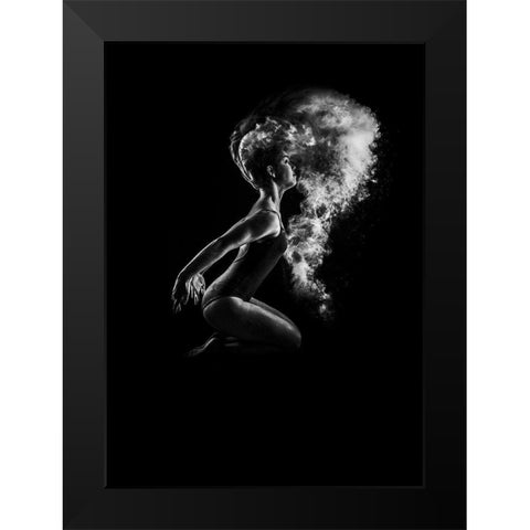Dusted Black Modern Wood Framed Art Print by Design Fabrikken