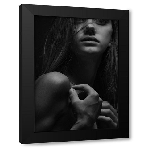 My Love Black Modern Wood Framed Art Print by Design Fabrikken