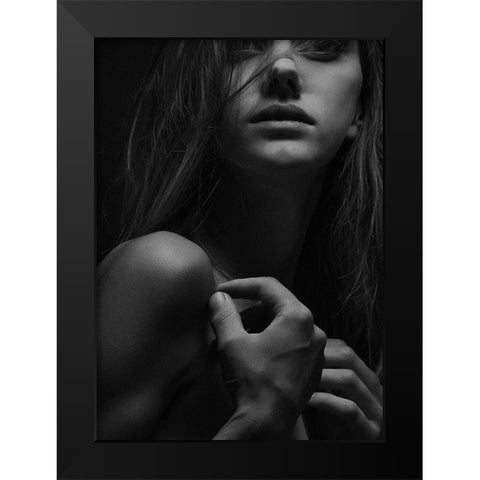 My Love Black Modern Wood Framed Art Print by Design Fabrikken