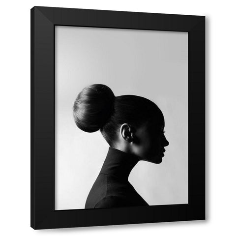 Neck Up Black Modern Wood Framed Art Print by Design Fabrikken