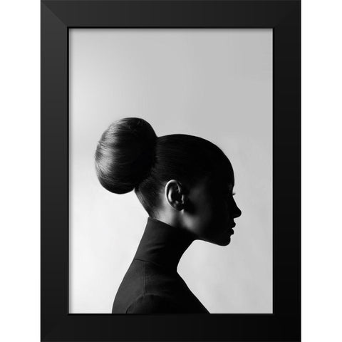 Neck Up Black Modern Wood Framed Art Print by Design Fabrikken
